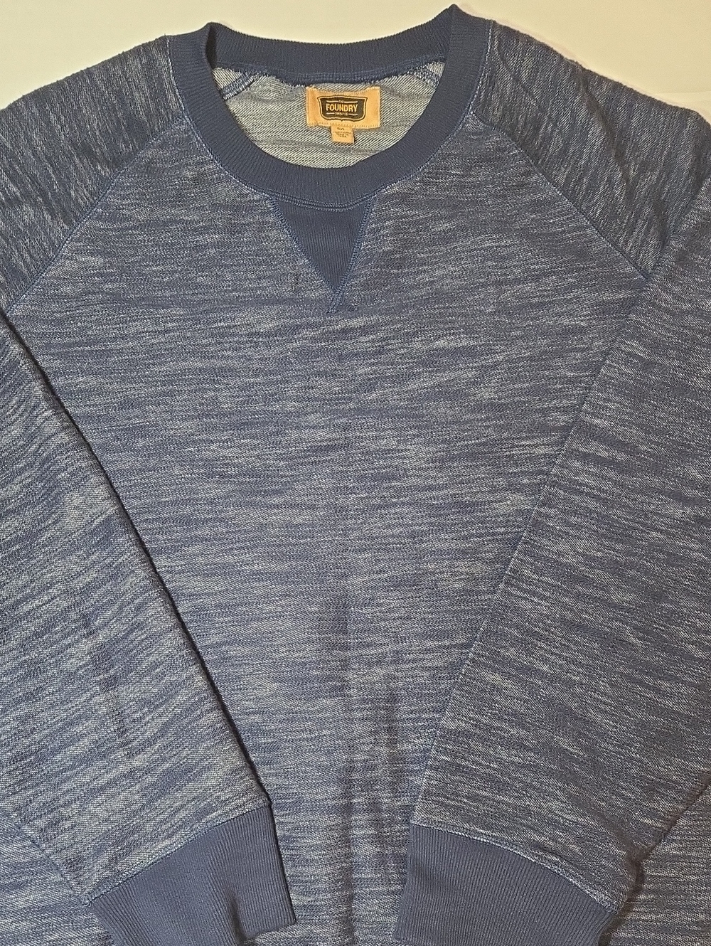 The Foundry Supply Co. Men's Heathered Blue Crewneck Sweater